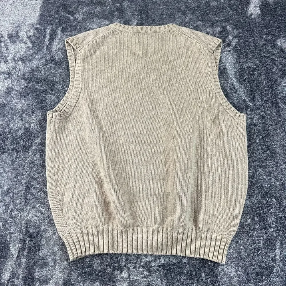 Vtg Polo Ralph Lauren Brown Knitted V-Neck Sweater Vest Men's L Pony Golf Cotton